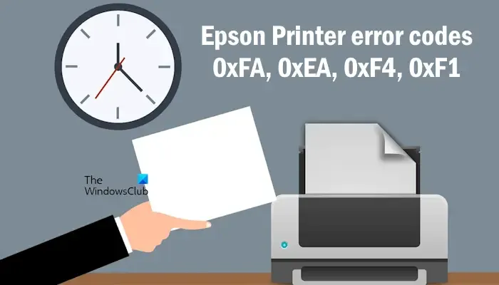 Código de erro da impressora Epson 0xFA, 0xEA, 0xF4, 0xF1
