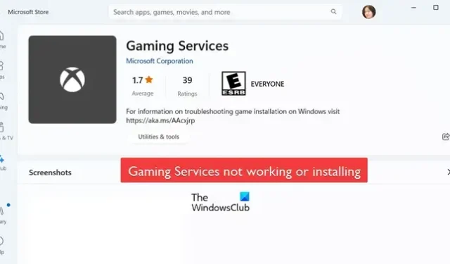 Spieledienste funktionieren nicht oder werden nicht installiert [Fix]