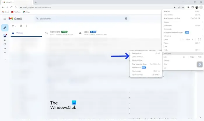 Aplikacja Gmail w systemie Windows przy użyciu przeglądarki Chrome