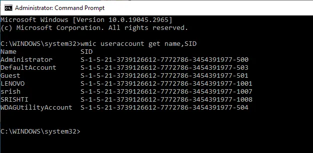SID重新命名使用者資料夾Windows 10