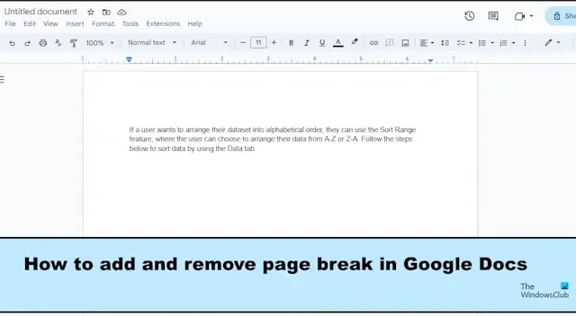 Come aggiungere o rimuovere interruzioni di sezione o interruzioni di pagina in Google Documenti