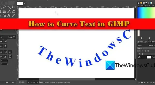 Come curvare il testo in GIMP su PC Windows