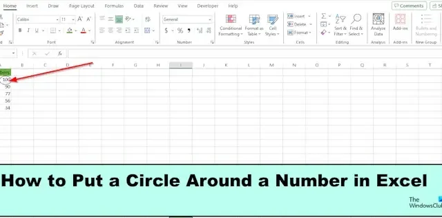 Hoe u een cirkel rond een getal plaatst in Excel