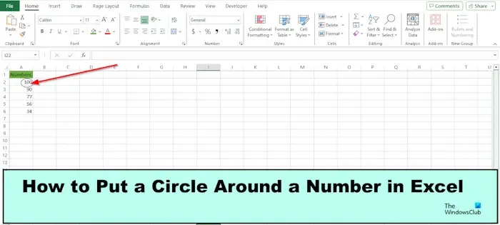 如何在 Excel 中的數字周圍添加圓圈