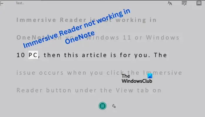 El lector inmersivo no funciona en OneNote
