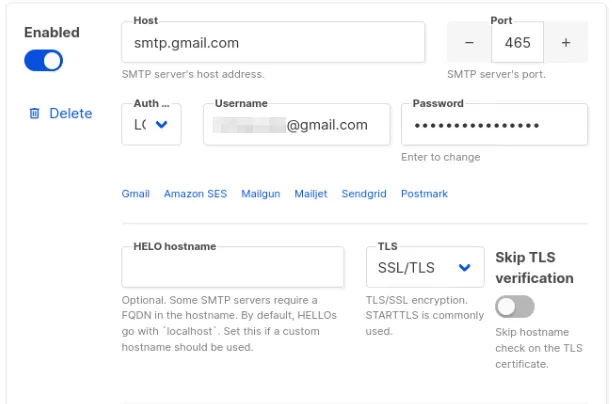 Uno screenshot che mostra un collegamento Gmail completo.