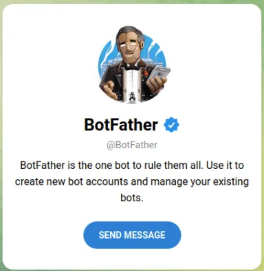 Een schermafbeelding die de eerste prompt voor de BotFather toont.