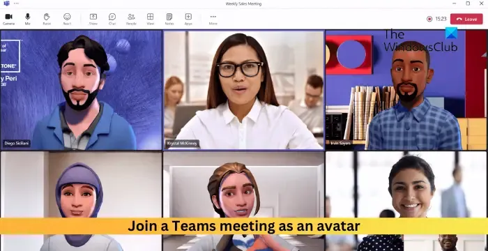 partecipare a una riunione di Teams come avatar