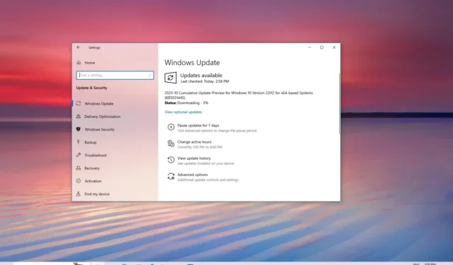 Windows 10 build 19045.3516 (KB5031445) sale como vista previa