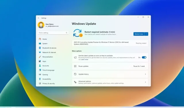 Windows 11 update KB5031455 outs voor versie 22H2, 23H2 (preview)