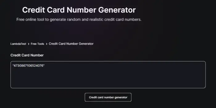 Websites zum Generieren von Kreditkartennummern