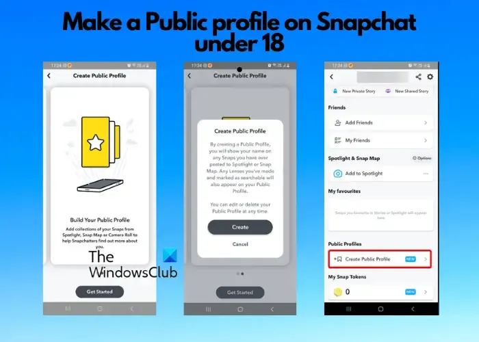 Créer un profil public sur Snapchat pour les moins de 18 ans