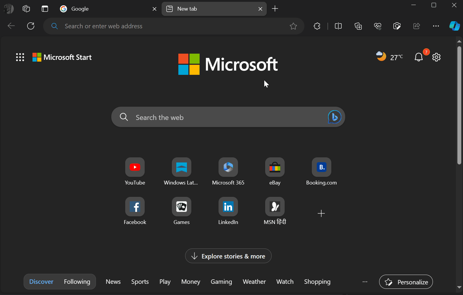 Microsoft Edge gesplitst scherm slepen en neerzetten