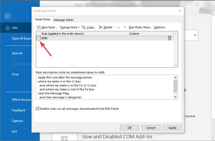 Outlook 365-Regeln funktionieren nicht automatisch