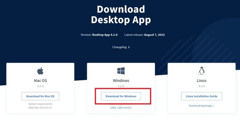 Scarica l'app desktop di OwnCloud per Windows sul relativo sito Web di download.
