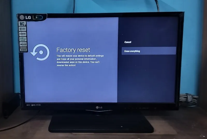 恢復原廠設定會清除 Android TV 上的所有內容。