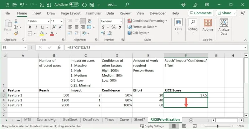Arrastar para copiar uma fórmula no Excel