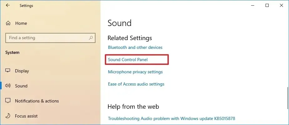 Paramètres sonores sous Windows 10