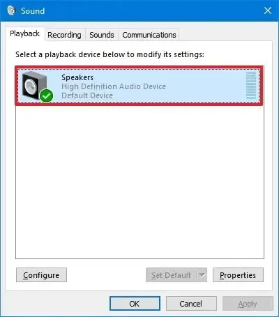 Soundeigenschaften von Windows 10