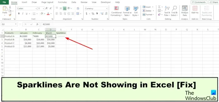 Sparklines worden niet weergegeven in Excel [repareren]