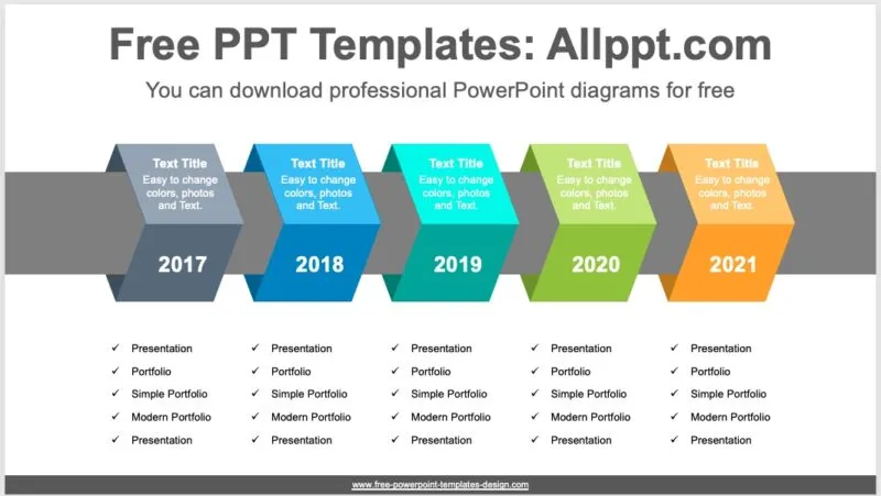 Modello Timeline di bande quadrate per PowerPoint