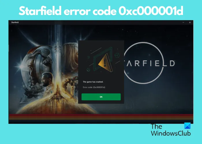 Codice errore Starfield 0xc000001d