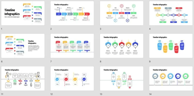 Modello di pacchetto di diapositive di infografica timeline per PowerPoint