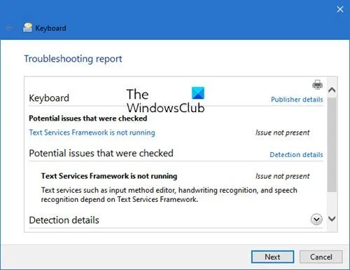 Probleemoplosser voor toetsenbord in Windows 10