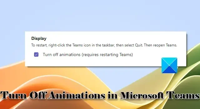 Désactiver les animations dans Microsoft Teams