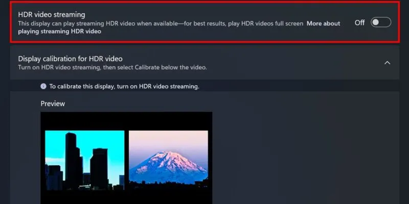 Disattivazione dello streaming video HDR tramite Impostazioni