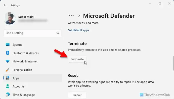 No se puede iniciar sesión en Microsoft Defender en Windows 11