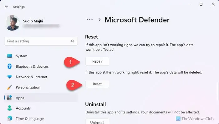 Impossibile accedere a Microsoft Defender in Windows 11