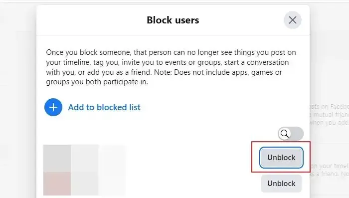 Desbloquear a un amigo bloqueado