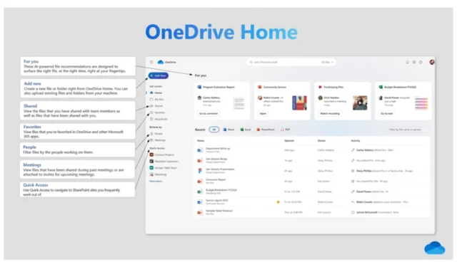 重新設計的 OneDrive Home 將允許輕鬆共享文件