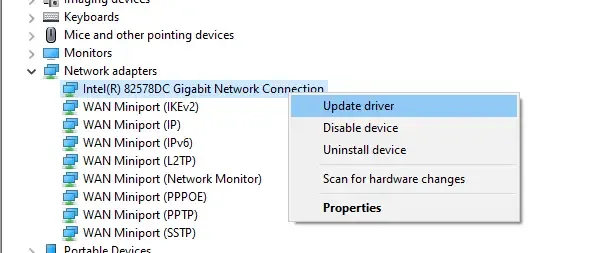 Atualizar drivers de rede no Windows 10
