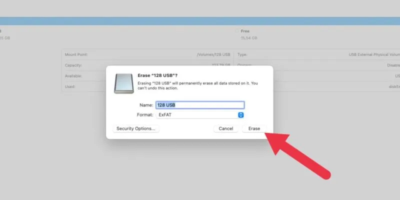 Formato USB Mac, escolha exFAT