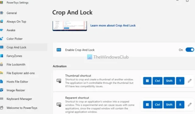 Utilisez Crop And Lock dans PowerToys pour recadrer une application dans une fenêtre interactive plus petite