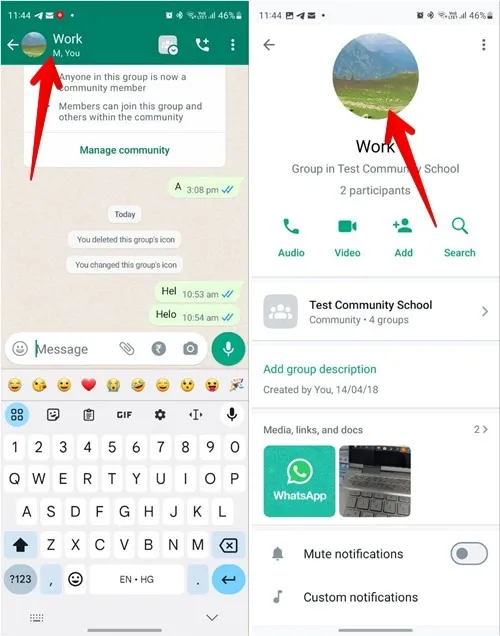Drücken Sie auf das Gruppenprofilbild in WhatsApp für Android.