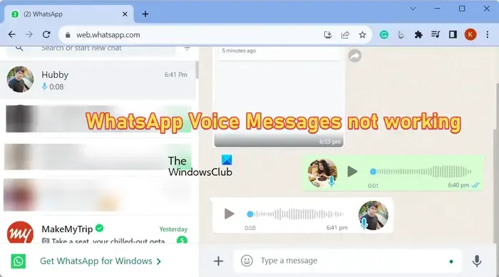 WhatsApp-spraakbericht werkt niet