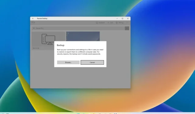 Cómo hacer una copia de seguridad de la configuración de la aplicación de Escritorio remoto en Windows 11, 10