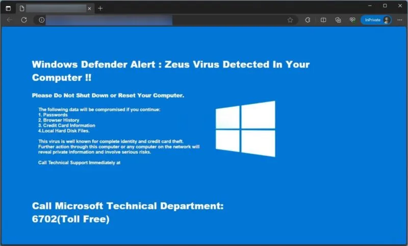 Windows PC 上的 Windows Defender 警報訊息視圖。