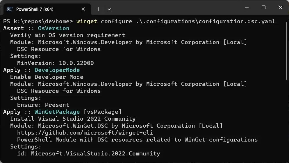 Configuration du terminal Windows