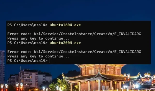 Codice errore WSl: Wsl/Service/CreateInstance/CreateVm/E_INVALIDARG