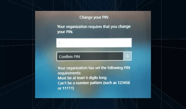 Poprawka: Twoja organizacja wymaga zmiany kodu PIN