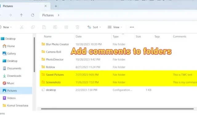 Windows 11/10でフォルダーにコメントを追加する方法