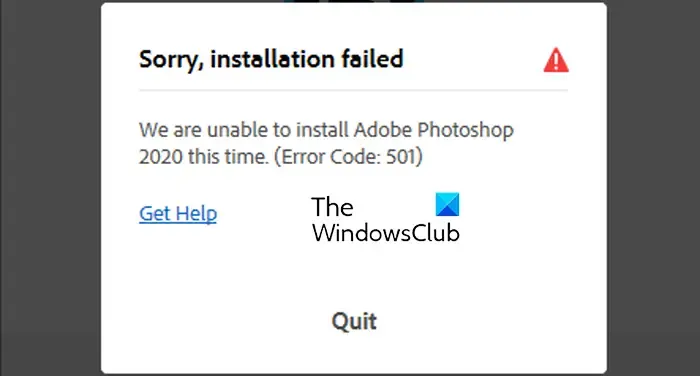 Correction de l'erreur Adobe 501