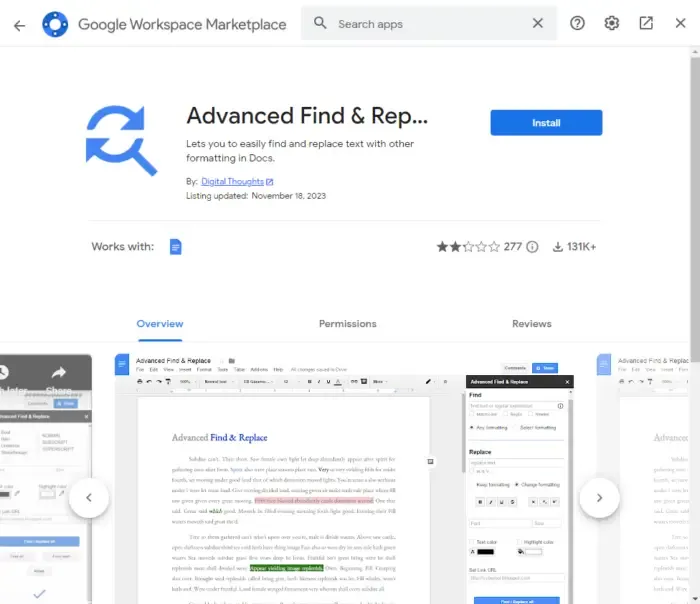 Búsqueda avanzada y búsqueda Reemplazar para Google Docs