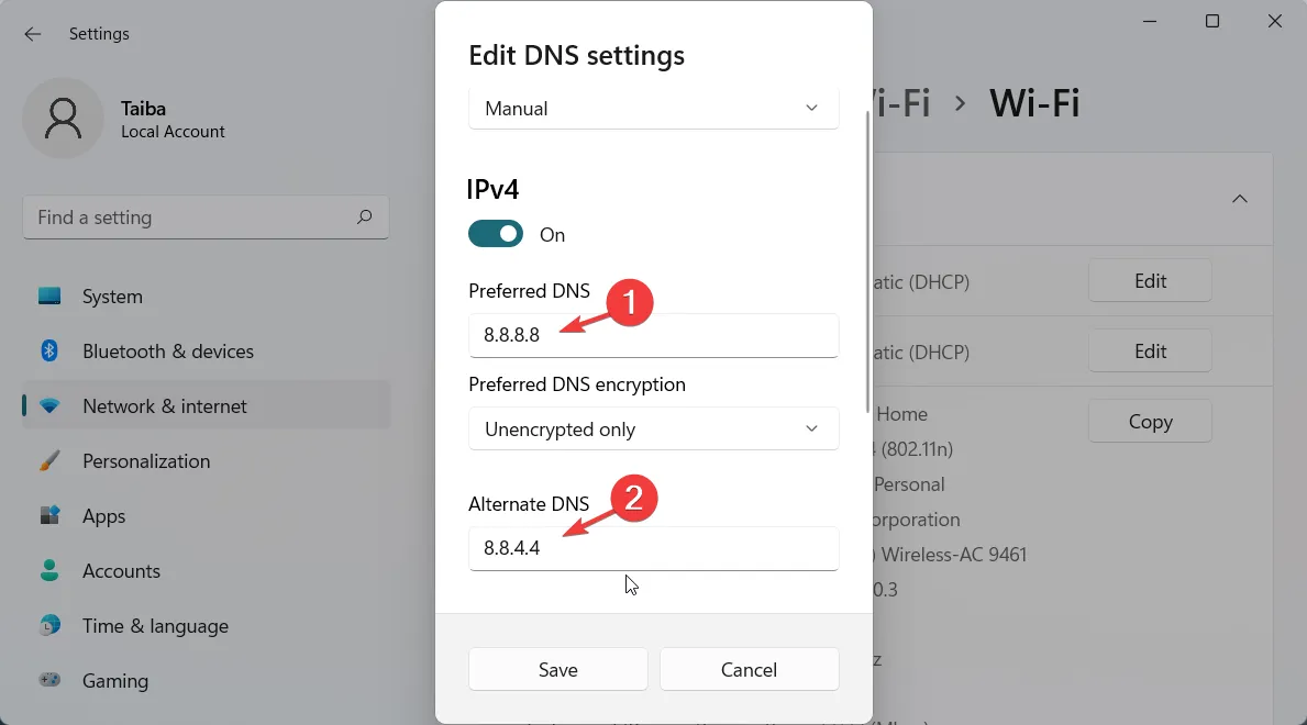 Modifier les paramètres DNS sur Windows 11