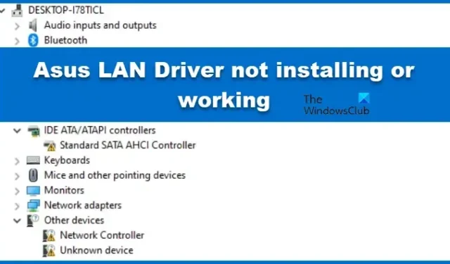 Asus LAN 드라이버가 설치되지 않거나 작동하지 않음
