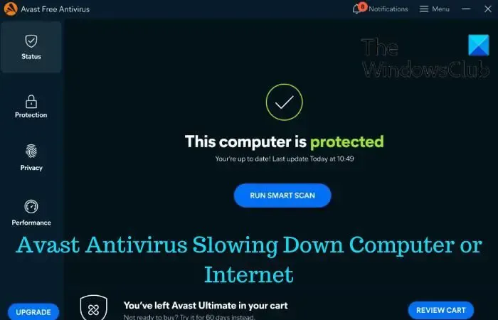 Avast Antivirus ralentiza el ordenador o Internet